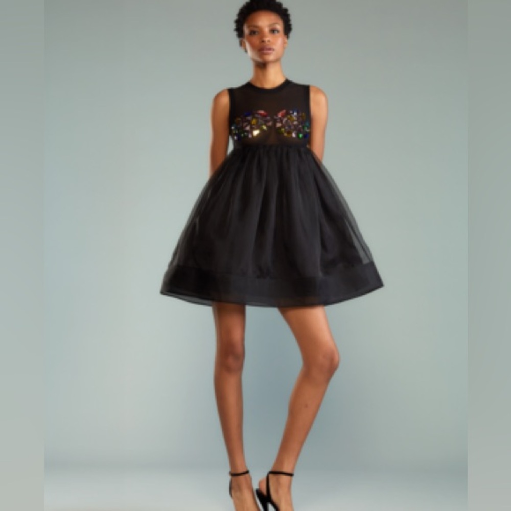 💎Cynthia Rowley Jewel Cascade Organza Mini Dress with Sheer Top – Size Small NWT - Picture 4 of 14